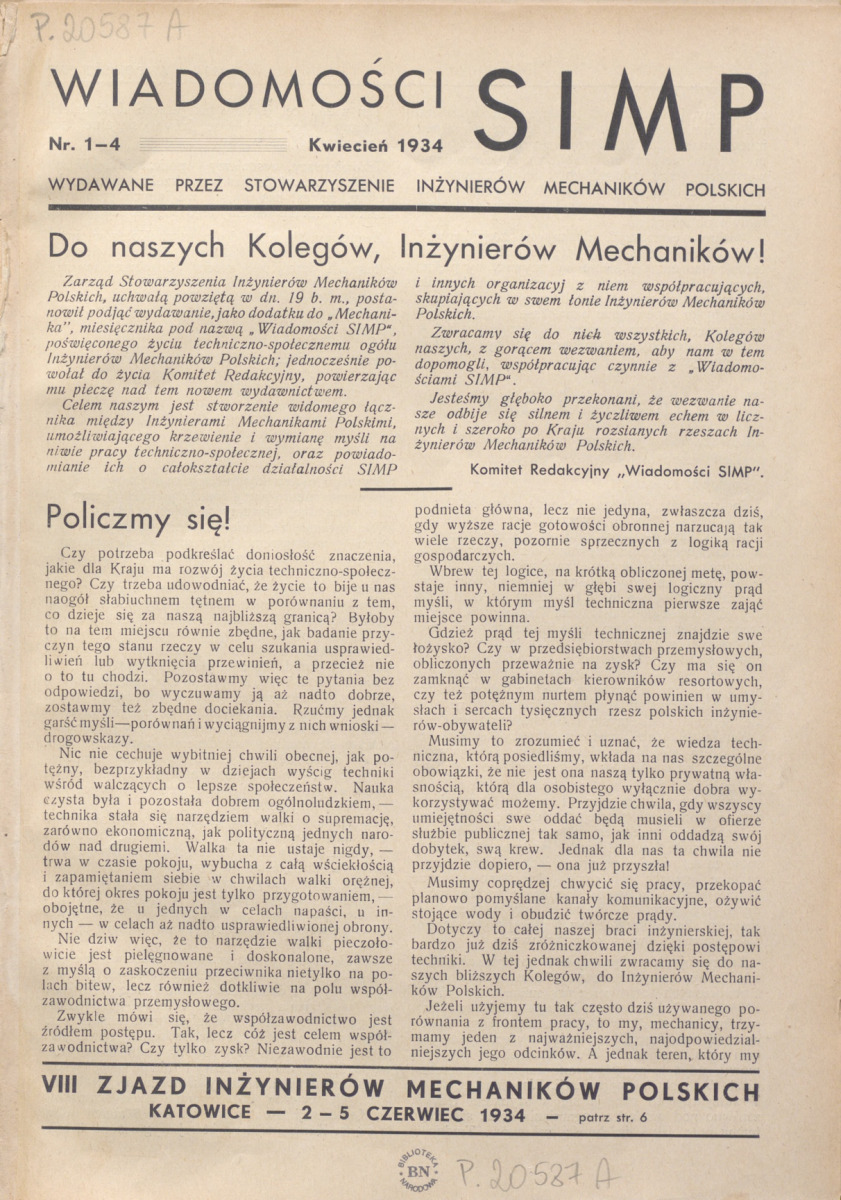 Okładka 1, 2, 3, 4/1934